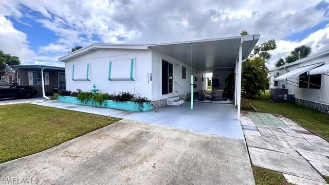 Welcome to your Florida retreat in the highly desirable Old Bridge Village CO-OP, a 55+ gated waterfront community! This 2-bedroom, 2-bath manufactured home offers a spacious and versatile floor plan with two living areas and two dining spaces, providing plenty of room for entertaining family and friends or simply relaxing in comfort. The kitchen features white appliances, while vinyl flooring extends throughout the kitchen, living room, and bathrooms. The generously sized primary suite offers two closets and a private bathroom with a walk-in shower.  
This home offers a wonderful opportunity to add your personal style, as remodeling has already begun and awaits your finishing touches! Additional features include central HVAC, a roof approximately 7 years old, and new sliding glass doors at the home's entrance. The extra-large carport accommodates up to three vehicles, plus a dedicated golf cart pad, providing plenty of convenient parking. Offered turnkey, this home is ready for you to settle in while making it uniquely yours.
Old Bridge Village, is a friendly, 55+ resident owned community right off the Caloosahatchee River and Gulf Access with lots of amenities, activities all year, clubs and entertainment.  There is a resort style brand new Salt-water heated pool and hot tub, fitness center, recreation center, bocce ball, pickleball, shuffleboard, tennis, basketball, putting green, horseshoe pits, community clubhouse, fishing pier, kayak and boat launch and an 81 slip marina.   Drive your golf cart around the community, to and from your activities or to Palm Point where you can fish, have a picnic, watch the boats or just enjoy the sunset.  This community is a hidden gem with just minutes by boat or car to downtown Ft. Myers and right between 2 airports with approximately 30 minutes to both Southwest Florida International Airport and Punta Gorda Airport.