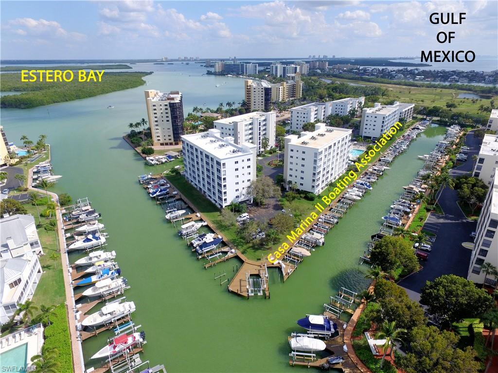 Casa Marina II Boating Association Dock 27 renovated and in working condition! Lift motors and Gem box recently replaced. Association installed new electrical system in 2025. Composite decking dock with front extension plus side extension for easier boarding. Brand new aluminum bunks in 2026. Approximate 10,000 lb. lift. (Buyer to verify.) Aluminum walk board. Dock box included. Open parking directly in front of dock. Casa Marina's convenient location means you could be boating in the open waters of the Gulf of Mexico in approximately 12 minutes or travel Estero Bay to our fun north end waterfront restaurants, bars, etc. Estero Bay fishing is only minutes away. Water and electric included in association fee. Annual Casa Marina II Boating Association fee: $1000.00. 2025 taxes: $360 (approx.). Sales application fee: $75. Must be an owner of Bay Beach Lane property to purchase.