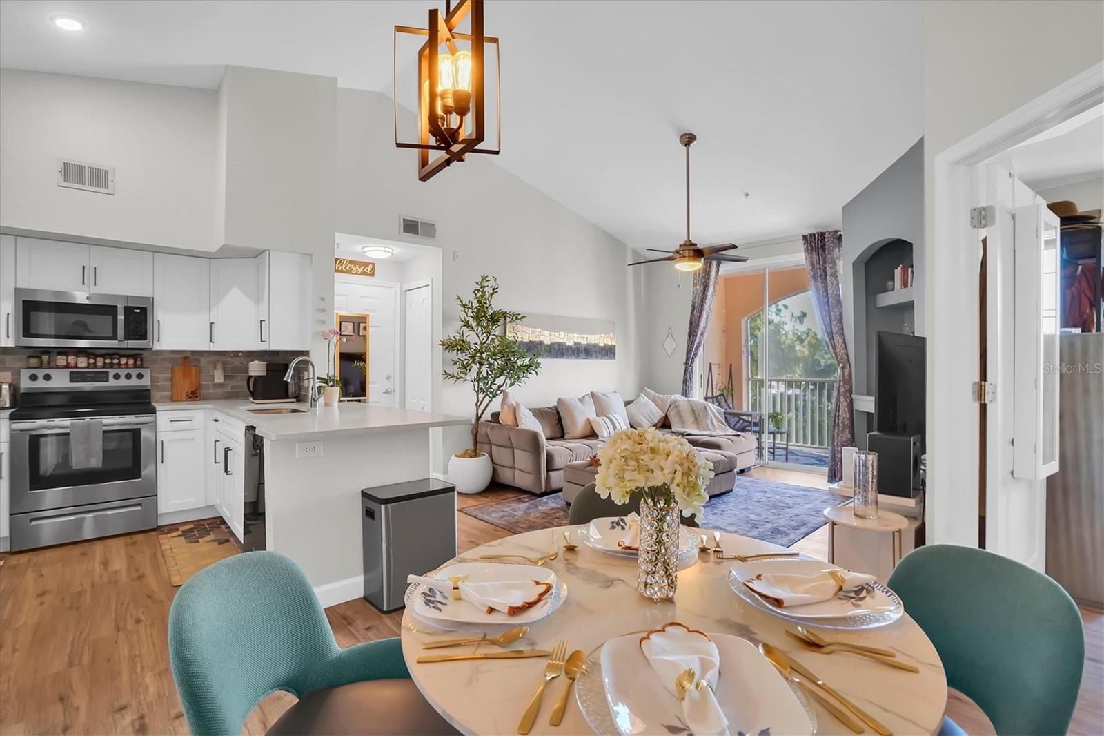 A beautifully remodeled interior, peaceful lake views, and a Palmer Ranch address—this top-floor Bella Villino condo brings together the features that make coming home feel special. Soaring ceilings and an open layout create an airy welcome, while a modern kitchen with sleek quartz countertops, contemporary finishes, and vinyl flooring gives this one-bedroom, one-bath residence a fresh, cohesive feel.
Picture morning coffee on your private screened lanai overlooking the water, or a quiet evening unwinding above it all. Inside, the kitchen and living area flow together, making the space inviting for everyday living and entertaining. A dedicated carport adds the convenience of covered parking.
Beyond the finishes, important improvements include a 2026 concrete tile roof, impact-resistant windows, and a 2024 air-conditioning system, practical features that complement the home's updated design.
Set within gated Bella Villino in Sarasota's desirable Palmer Ranch area, your next chapter comes with access to a heated pool and spa, fitness center, clubhouse, recreational amenities, and an on-site car wash station for residents' convenience. Explore the nearby Legacy Trail, spend a day on the celebrated shores of Siesta Key Beach, or enjoy convenient access to restaurants, golf, Publix, Target, and Costco.
The condominium association fee includes water, sewer, trash collection, common-area and building maintenance, association insurance, fire-protection systems, professional management, and reserves for future repairs, as provided in the association's governing documents and budget.
Whether you envision a year-round residence or a seasonal Sarasota retreat, this condo offers a compelling combination of updated interiors, meaningful improvements, a tranquil water view, and a location that puts the Florida lifestyle within reach. Schedule your private showing and experience the setting, finishes, and view in person.