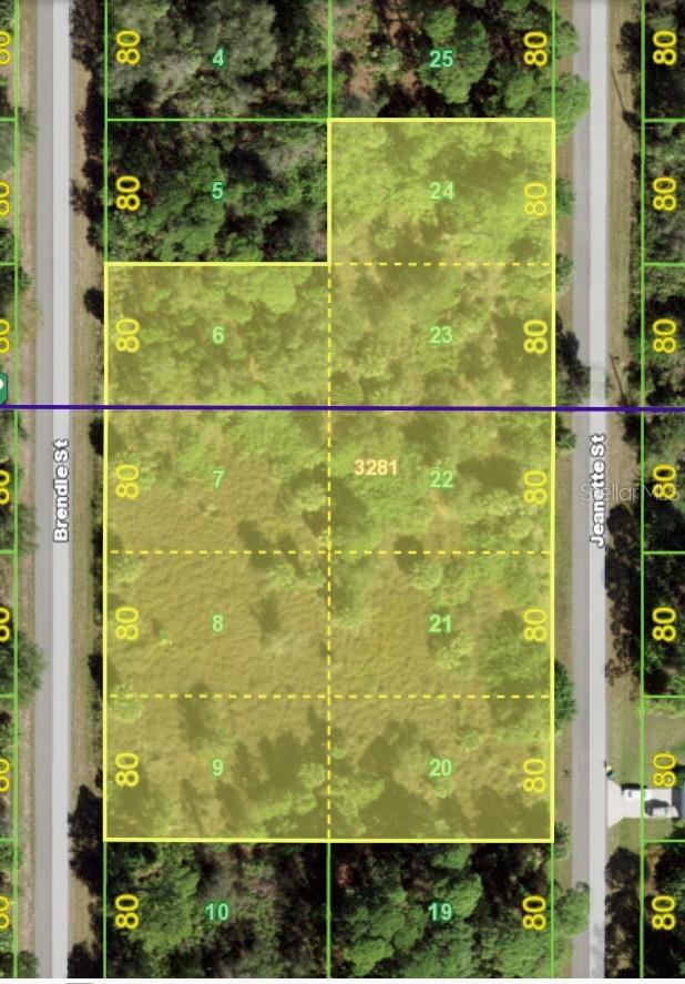 Vacant Land for Sale with total of 9 adjacent lots located at following addresses: 4073 JEANETTE ST (Lot 24), 4081 JEANETTE ST (Lot 23) 4089 JEANETTE ST (Lot 22), 4097 JEANETTE ST (Lot 21), 4105 JEANETTE ST (Lot 20), 4082 BRENDLE ST (Lot 6), 4090 BRENDLE ST (Lot 7) 4098 BRENDLE ST (Lot 8), 4106 BRENDLE ST (Lot 9) Unlock your next investment opportunity with this 9 rectangular parcels in a growing Port Charlotte neighborhood. With paved road frontage and easy access to utilities, this lots are perfect for a development or long-term hold. Close to schools, shopping, and dining — a solid addition to any investor portfolio.