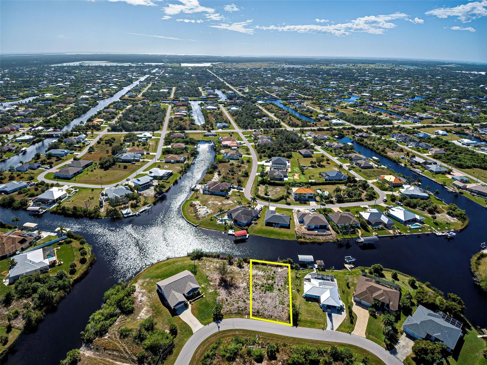 UNIQUE READY TO BUILD SOUTH FACING Waterfront Lot located on the Panama Waterway. Enjoy breathtaking views but also easy access to the pristine waters of Charlotte Harbor and the Gulf of America. This is a fabulous opportunity to own property in the water wonderland of South Gulf Cove with over 50 miles of navigable waterways, various parks, playground and sidewalks for biking and walking. All utilities are in place making this a PRIME LOCATION to build your new home on a KEY LOT with long water views into intersecting canals and wonderful daily sunsets. South Gulf Cove is a deed restricted, Boating Community with a voluntary HOA. Take a short car ride to the Gulf Beaches of Boca Grande, Englewood, or Manasota Key to name a few where you will find world class fishing and sand between your toes. Other area amenities include boating, golfing, fine dining, and the Charlotte Sports Park welcoming the Tampa Bay Rays. Fly direct into several nearby international and regional airports offering a wide variety of destinations. Come and build your Coastal Paradise!