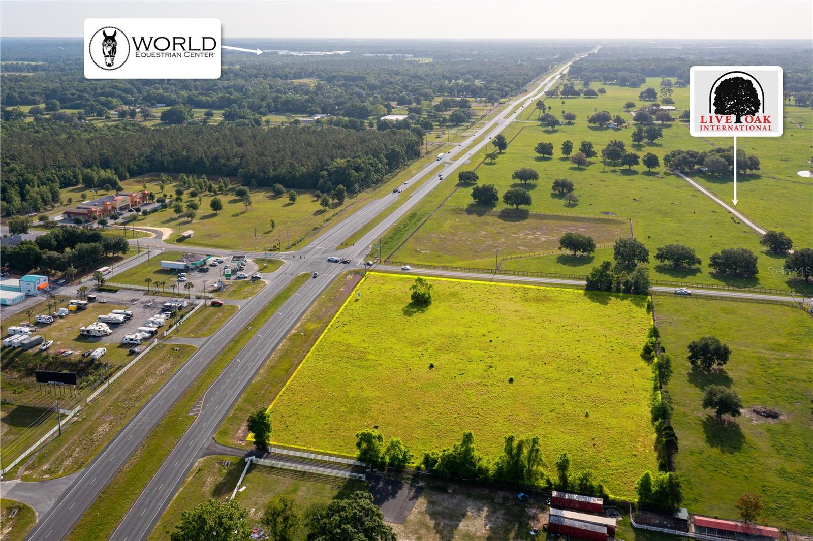 Prime location & Exceptional visibility. Excellent opportunity to acquire a strategically located commercial property in close proximity to the renowned World Equestrian Center. Situated at a signalized corner intersection along a four-lane roadway and is zoned RAC!