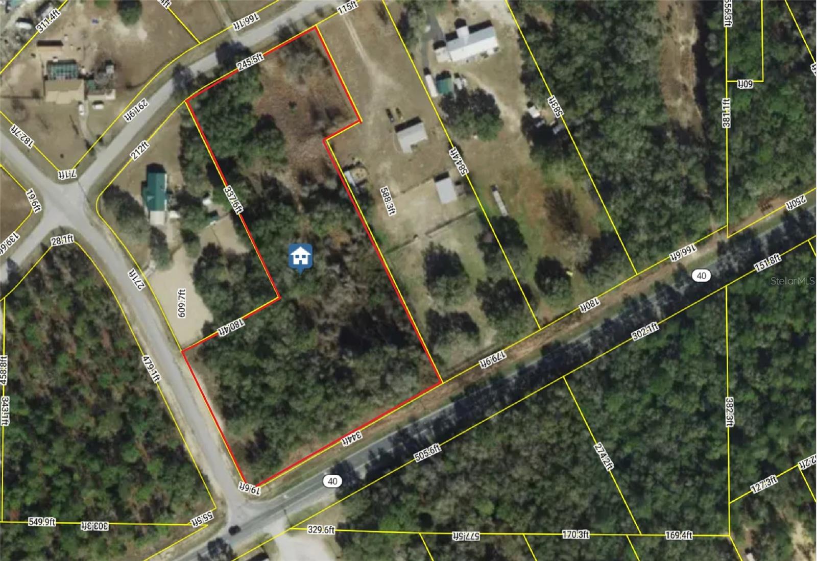 Discover this exceptional 3.41-acre A-1 zoned property strategically located in one of Marion County's fastest-growing areas. What truly sets this property apart is its prime location and outstanding accessibility. It features extensive frontage along Highway 40, one of Central Florida's major transportation corridors connecting Ocala to Dunnellon and the Gulf Coast. In addition, the property offers a rare and valuable advantage with access from two additional roads, providing three separate frontages that offer outstanding visibility, multiple access points, greater flexibility for entrance and site design, improved traffic flow, and excellent potential for future development or possible subdivision, subject to applicable regulations.

Enjoy the peace and privacy of country living while remaining just minutes from grocery stores, restaurants, pharmacies, and everyday conveniences. The property is also ideally located near some of the area's most sought-after destinations, including Rainbow Springs State Park and Rainbow River, renowned for their crystal-clear waters and outdoor recreation; Juliette Falls Golf & Country Club; and the internationally acclaimed World Equestrian Center, one of the world's premier equestrian facilities. Crystal River, famous for its manatee encounters, is within easy driving distance, and the property offers convenient access to Ocala, Gainesville, Orlando, and Tampa, making it an outstanding opportunity to build your dream estate, equestrian property, or invest in one of Central Florida's most promising growth corridors.