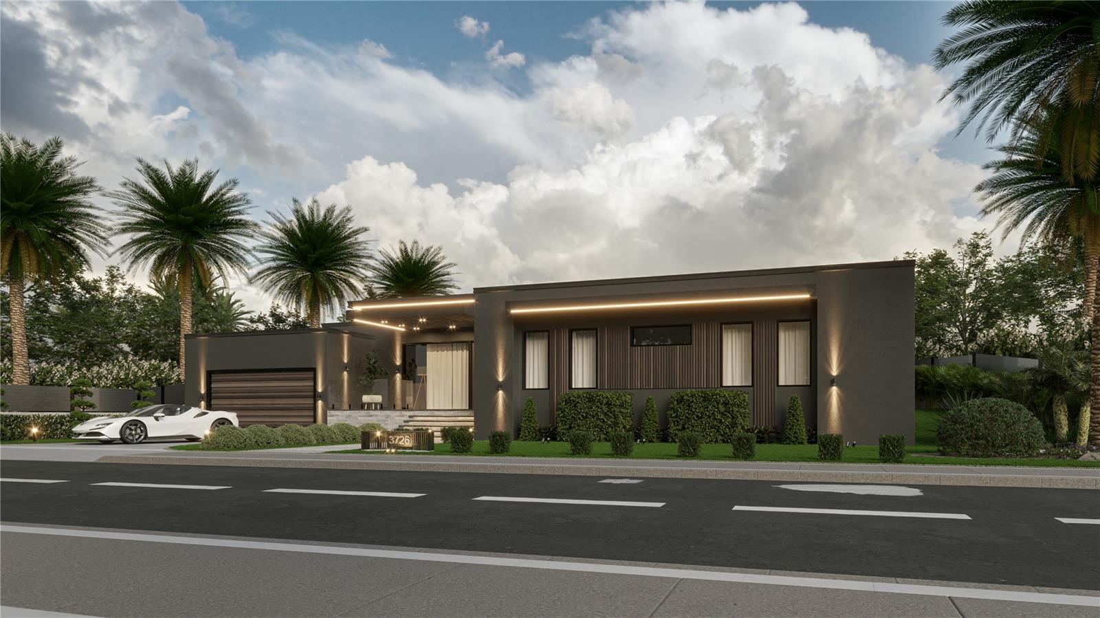 Under Construction. New construction contemporary residence located at 3726 Turtle Dove Blvd, Punta Gorda, FL 33950, featuring a modern architectural design with open-concept living spaces, expansive windows, and seamless indoor-outdoor flow. The residence includes spacious living and dining areas, a contemporary kitchen with island, high ceilings, and designer-inspired finishes throughout. Outdoor features include a covered terrace, pool deck, and private pool, creating a comfortable setting for entertaining and everyday living. Additional features include landscaped grounds and a paved driveway. Buyer to independently verify all information, including square footage, specifications, features, and permits.