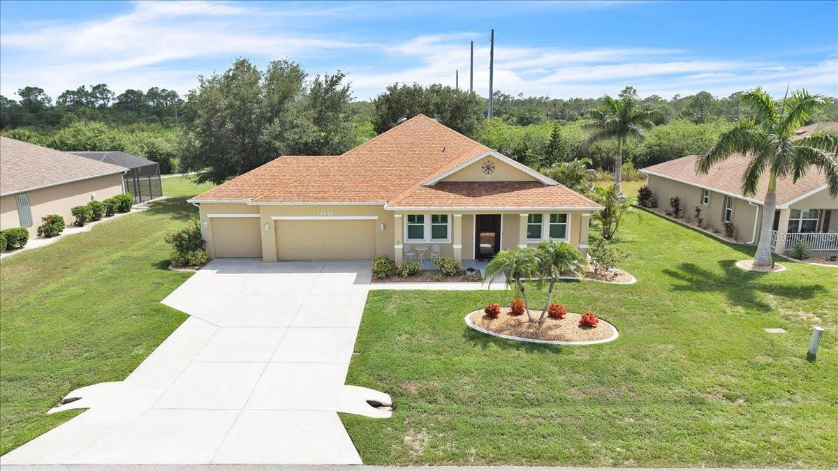 PARTIALLY FURNISHED HOME! Welcome to this beautifully maintained 4-bedroom, 2-bathroom home offering 2,170 square feet of comfortable living space in the desirable deed-restricted community of Lake Pembroke. From the moment you arrive, the inviting curb appeal stands out with a spacious 3-car garage, extended driveway, covered front porch, and tropical landscaping featuring mature palms and colorful flowering plants. Situated on a generously sized homesite, this residence enjoys a peaceful setting surrounded by scenic lakes, ponds, and natural habitat. Step inside to discover soaring volume ceilings and a spacious open floor plan designed for comfortable living and entertaining. The home features a combined living and dining area, along with a separate family room offering additional space for gatherings. The well-appointed kitchen is the heart of the home, showcasing abundant oak cabinetry, granite countertops, a stylish tile backsplash, large pantry, and oversized breakfast bar overlooking the main living area. Stainless steel appliances include a cooktop, double wall ovens, built-in microwave, and French-door refrigerator. Recessed lighting and the open design create a bright and welcoming atmosphere. The spacious primary suite offers a private retreat with an elegant tray ceiling, large walk-in closet with custom shelving, and ensuite bathroom featuring dual vanities, a garden tub, and separate walk-in shower. Three additional bedrooms provide plenty of space for family, guests, or a home office, each offering generous closets. The guest bathroom includes dual sinks and a tub/shower combination for added convenience. The functional laundry room includes a washer and dryer, additional storage space, and a dedicated area for household tasks, helping keep daily routines organized and efficient. Sliding glass doors open to a screened lanai where you can relax and enjoy peaceful pond views and beautiful Florida sunsets. The thoughtfully maintained yard features mature landscaping, decorative concrete curbing, and an irrigation system for easy upkeep. This home offers exceptional value with numerous upgrades, including a new A/C system installed in 2025, a shingle roof approximately five years old, public water and sewer, whole-house water filtration system, hurricane rated impact-resistant windows, and a hurricane-rated insulated garage door for added peace of mind. Located outside of a flood zone, this property provides added protection and helps keep ownership costs manageable. There are storm shutters in the garage as an added safety measure.
Lake Pembroke offers a serene residential setting with scenic surroundings while remaining conveniently located near everyday amenities. Enjoy easy access to I-75, shopping, dining, golf courses, medical facilities, banking, Charlotte Harbor, historic Punta Gorda, Gulf beaches, and the Arcadia antique district. Multiple airports, including Punta Gorda Airport and Southwest Florida International Airport, are within an easy drive, making this an ideal home for year-round living or a seasonal Florida retreat. **PLEASE ENJOY THE 3D INTERACTIVE VIRTUAL TOUR ASSOCIATED WITH THIS LISTING**