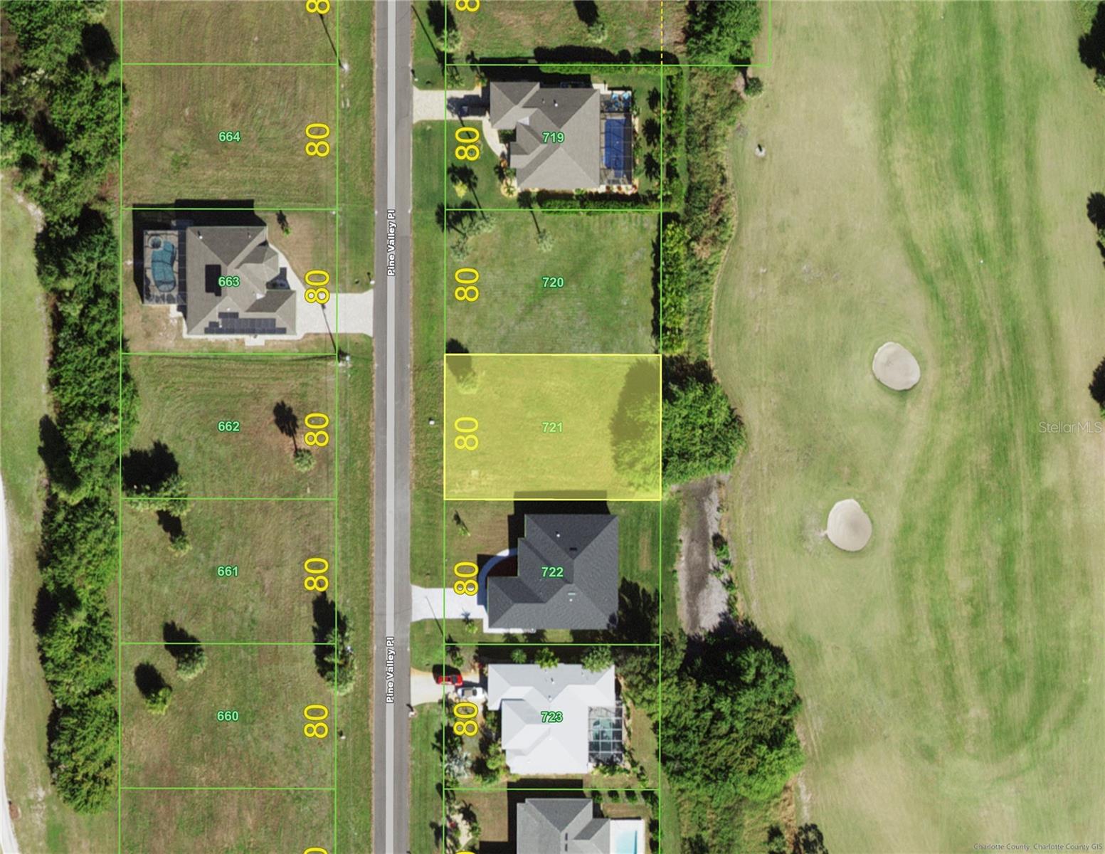 Build Your Florida Dream Home on the Golf Course in Rotonda West. Rectangular lot on Pine Valley Place gives you a cleared, build-ready homesite in the heart of Rotonda West, Pine Valley subdivision. At 80 feet of frontage, the lot is wide enough for a spacious single-family home with a side-entry or standard garage and room for a pool and lanai. The rear of the property backs toward the fairway, so you can plan for open green views. Mature vegetation along the back line adds a natural buffer and some privacy from the course. Newer-built neighboring homes on the street, but not overcrowded, which allows for quiet and an established feel. Located in a deed-restricted community with public water and sewer, on a low-traffic residential street. Rotonda West is known for its relaxed Gulf Coast lifestyle, with five golf courses, boating access and fishing nearby. The Gulf beaches of Boca Grande, Englewood, and Manasota Key are a short drive away, as are shopping, dining, and medical services in Englewood and Port Charlotte.