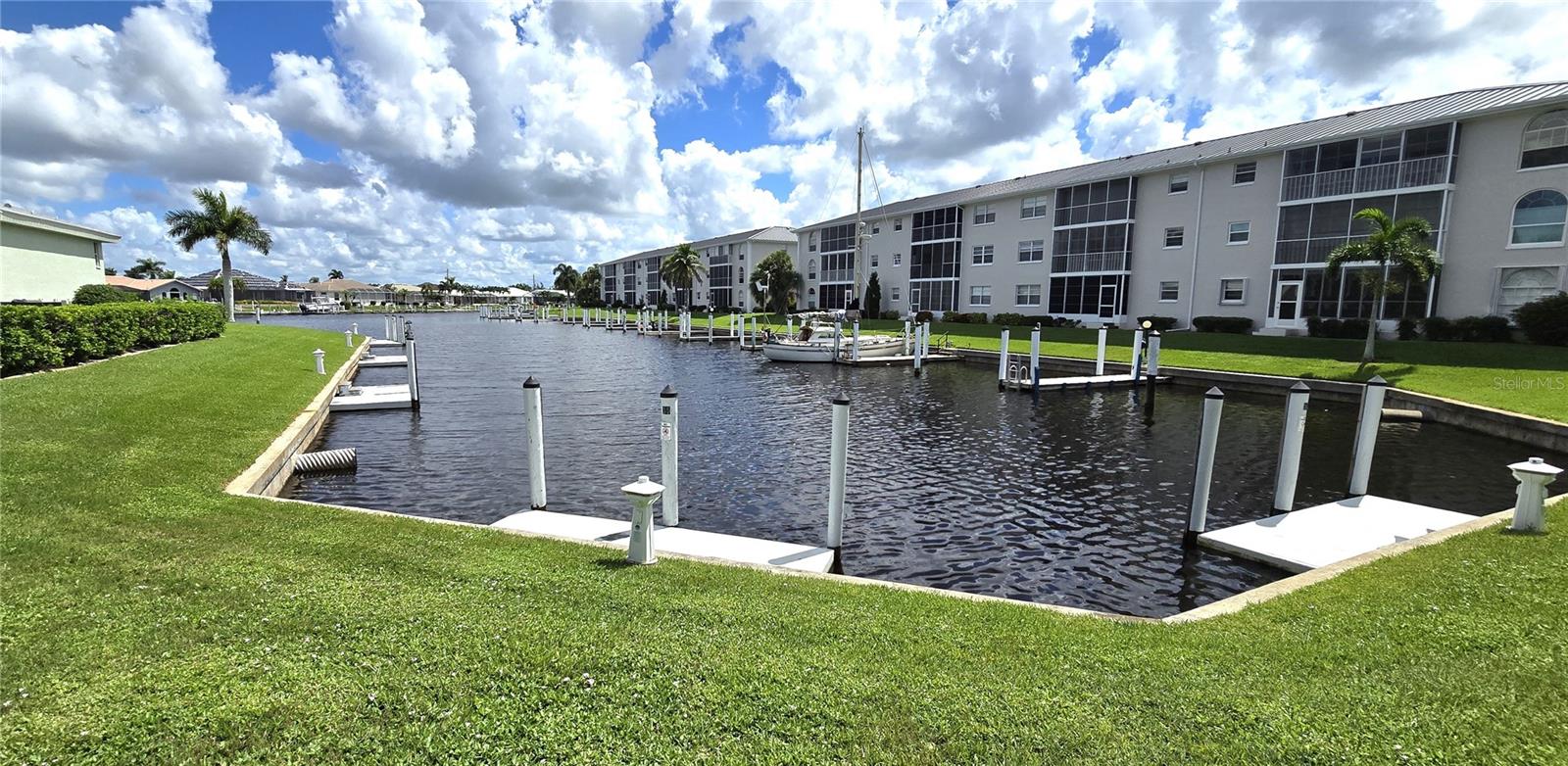 PUNTA GORDA ISLES WATERFRONT – EASY COASTAL LIVING AT VILLAS OF CEDAR KEY! Enjoy waterfront views and the convenience of keeping your boat right in your backyard. This charming 2-bedroom, 2-bath condo offers an inviting Southwest Florida retreat, whether you’re seeking a seasonal getaway or looking to simplify your everyday lifestyle.
An open floor plan and tile flooring throughout the main living area create a bright, welcoming space for relaxing and entertaining. Step onto the screened waterfront lanai to enjoy your morning coffee, watch the boats go by, or unwind overlooking the canal. Your deeded concrete dock provides navigable boating access to Charlotte Harbor and the Peace River, with boat lifts permitted subject to board approval. No Bridges, just open water!
Impact windows, interior laundry, and furnished add comfort and convenience. Association fees include water, sewer, and trash, while owners are responsible for interior insurance.
Located across from St. Andrews South Golf Club and just minutes from shopping, dining, and historic downtown Punta Gorda, this waterfront condo puts boating, golf, and coastal recreation within easy reach. Come discover your own slice of Punta Gorgeous®!
Please enjoy the 3D Virtual Tour!