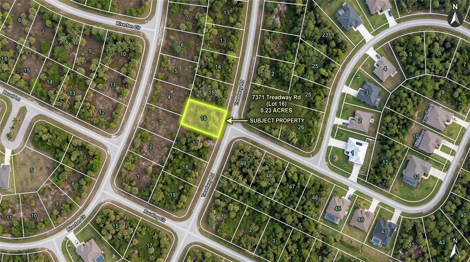 Opportunity knocks in Port Charlotte with this desirable 0.23-acre residential lot (~10,000 sq ft) located at 7371 Treadway Rd, offered at just $20,000. Situated in a quiet, rapidly growing neighborhood with no HOA fees or deed restrictions, this lot features standard ~80' x 125' dimensions (RSF-3.5 zoning) that comfortably accommodate a spacious ~2,000 sq ft modern ranch home complete with a covered porch, 3-bedroom split layout, open-concept living area, and 2-car garage, as shown in the included conceptual renderings. Positioned in a minimal-risk FEMA X flood zone near world-class boating, fishing, Gulf beaches, golf, and dining, this property offers unbeatable value for builders, investors, or future homeowners ready to design their ideal Florida retreat.