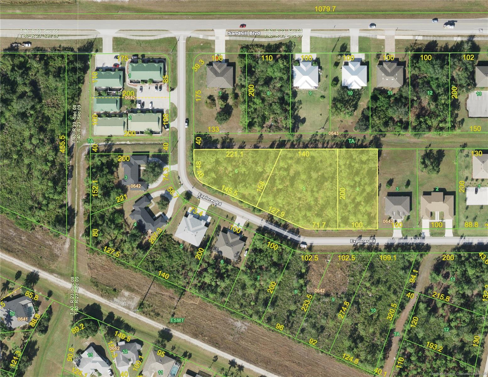 26054, 26074 and 26090 Explorer Road with approximately 1.7 Acres Zoned RMF15 (Residential Multifamily – 15 units per acre)Per Charlotte County Zoning 25 Units are allowed. Prime location in the desirable Deed Restricted Community of Deep Creek, and offers an unmatched development opportunity and within a short drive to Deep Creek Golf Club and Deep Creek Park with tennis, pickleball, basketball courts, and playgrounds along with Shopping, Dining, Charlotte Harbor, Boating, Fishing, Punta Gorda Airport and Quick Access to I-75 both North and Southbound. Please note the subject properties are Currently in the Scrub Jay Review Area